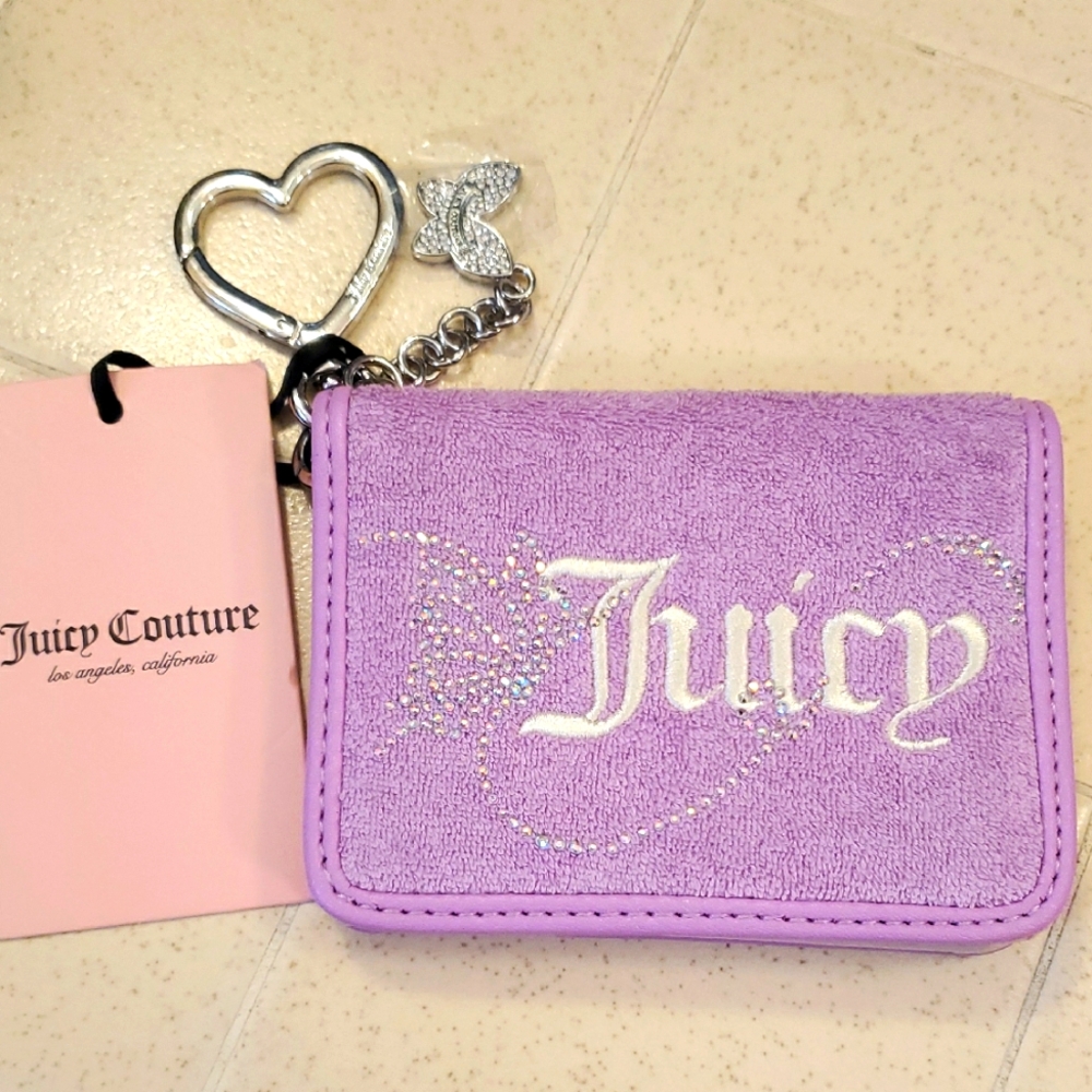 Juicy Couture Violet Wing It Card Case Holder W/ Key Fob NWT